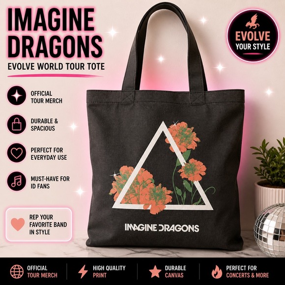 Imagine Dragons Handbags - Imagine Dragons 2018 Evolve Tour Tote Bag Graphic‎ Merch